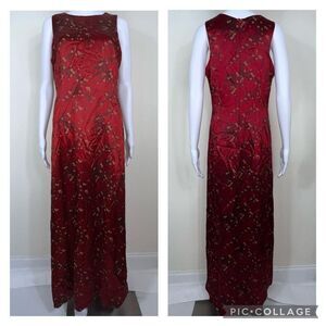 R Wear Rampage Vintage Asian Inspired Red Satin Dress